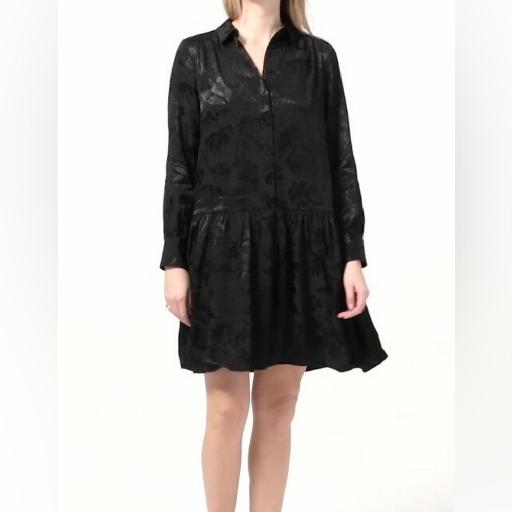 J. Crew NWT Black Floral Long Sleeve Mini Dress Size XS